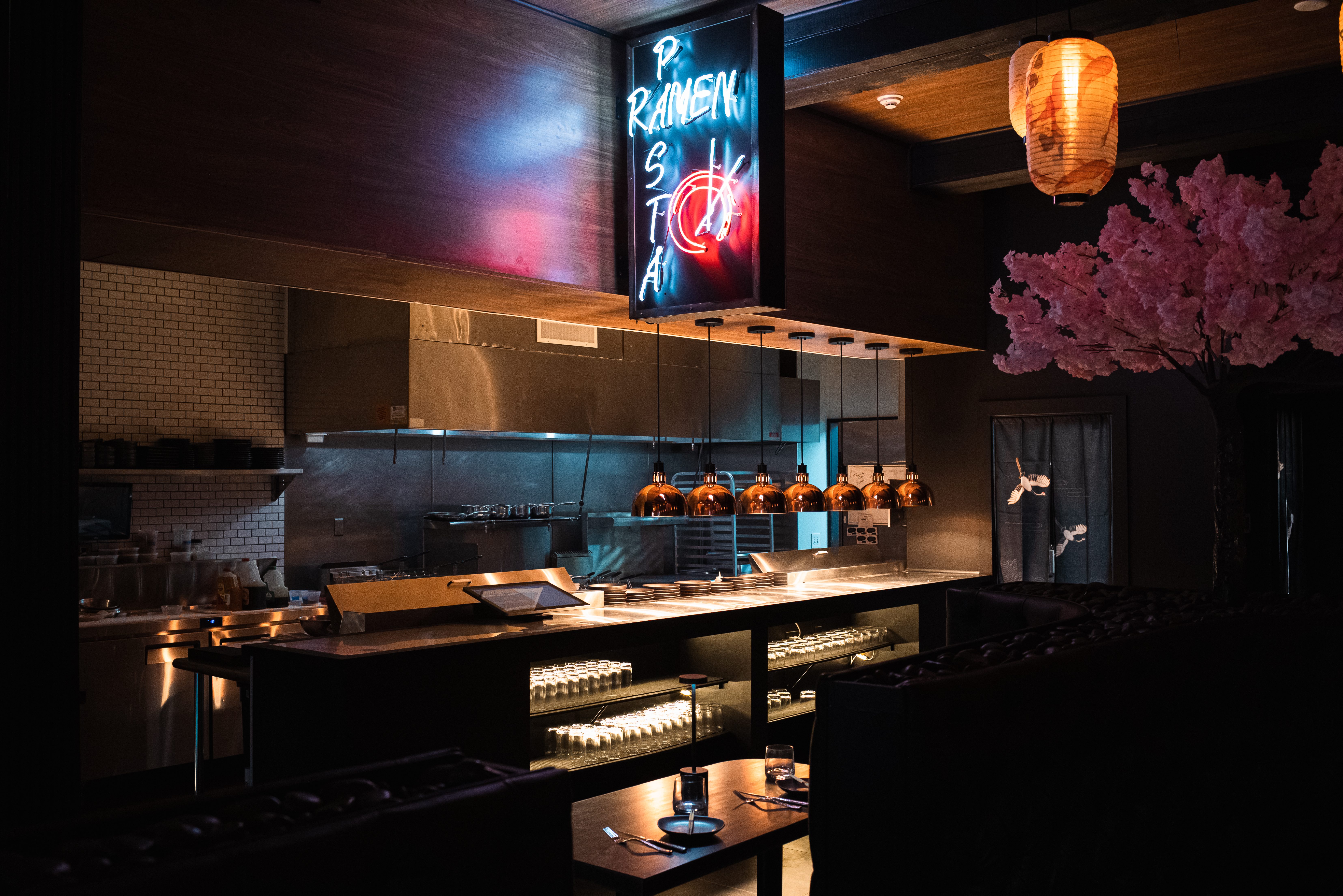 The interior of Pasta Ramen in New Jersey.