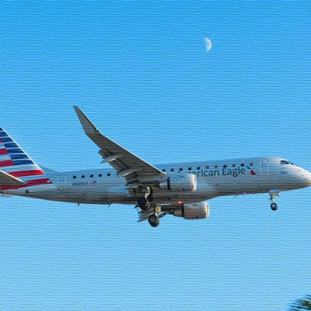 American Airlines Embraer ERJ 170-200 LR arrives at Los Angeles international Airport