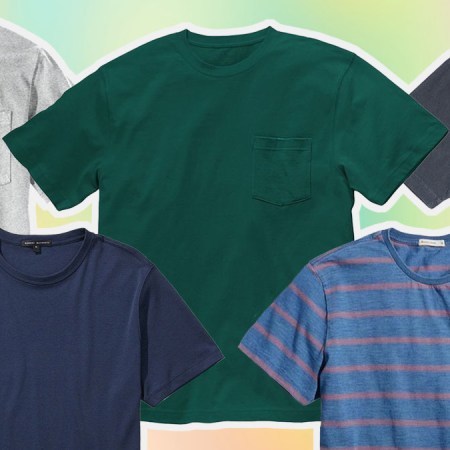 a collage of the best mens t-shirts on a multi-colored background