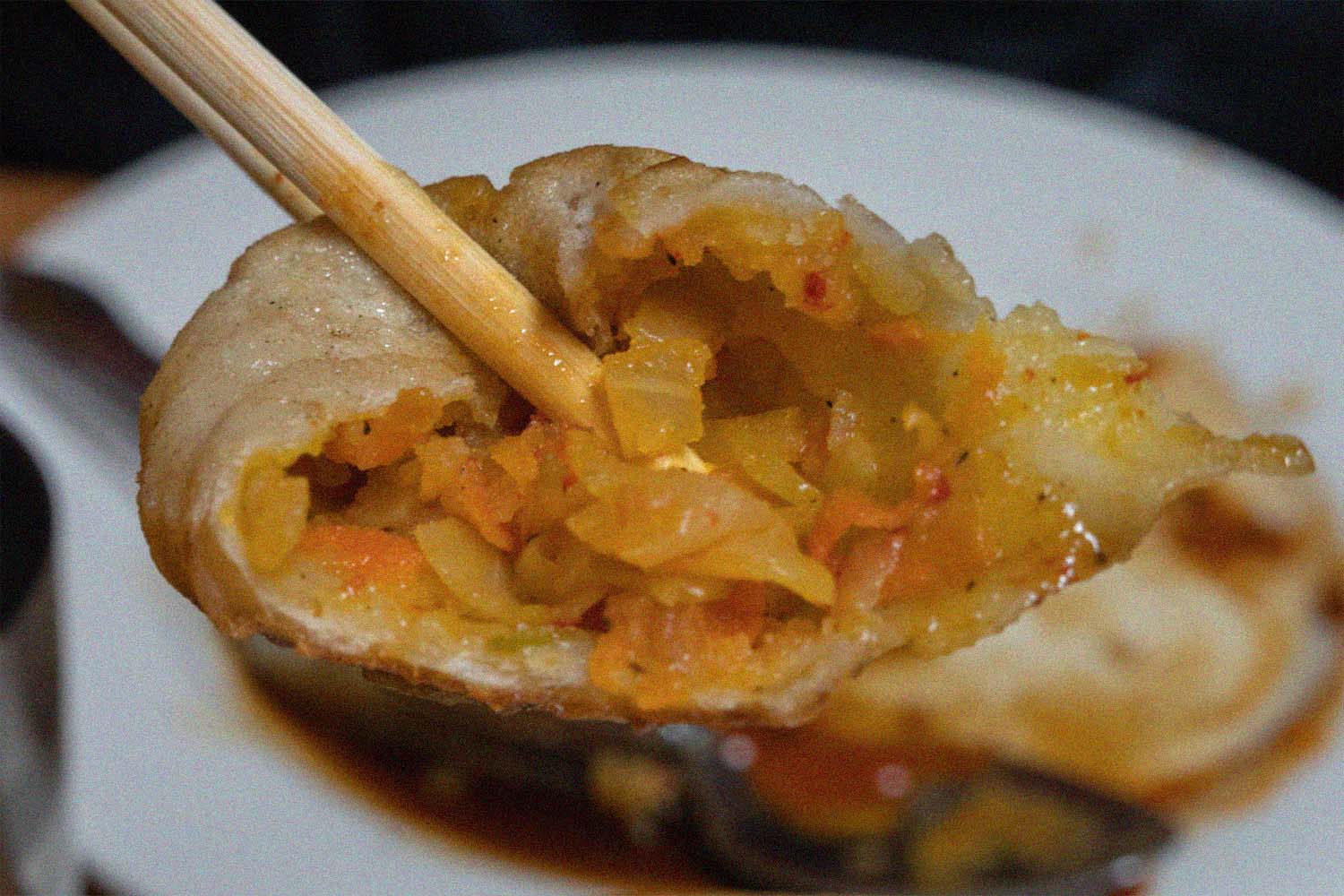 Inside vegetable dumpling at Cafe Tibet