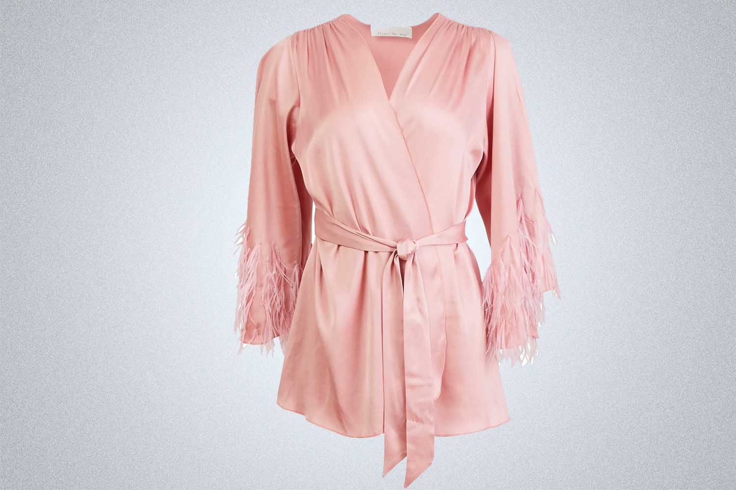 Fleur du Mal Feather Embellished Angel Sleeve Robe