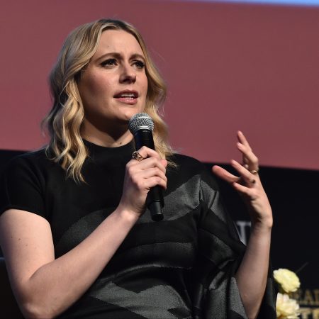 Greta Gerwig from the film "White Noise" speaks onstage during Contenders Film: Los Angeles at DGA Theater Complex on November 19, 2022 in Los Angeles, California.