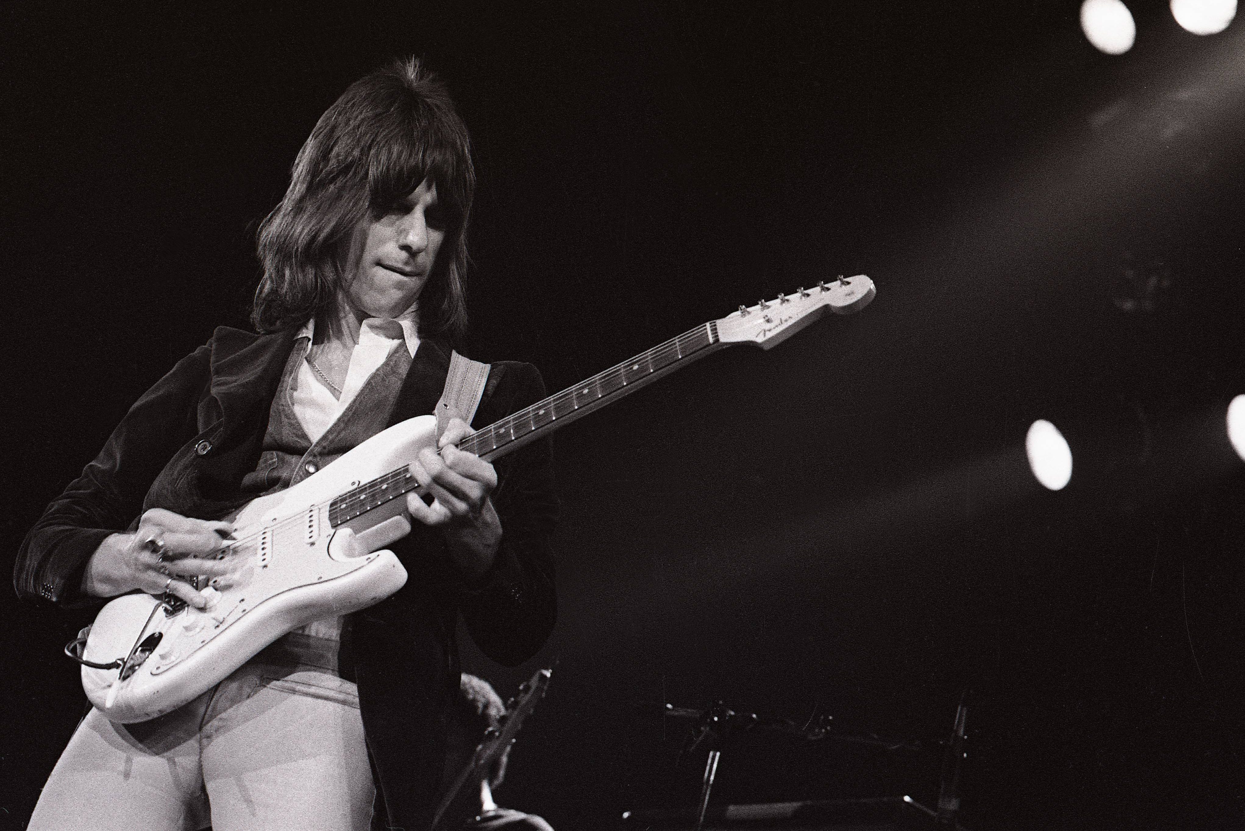 Jeff Beck performing on stage circa 1973.