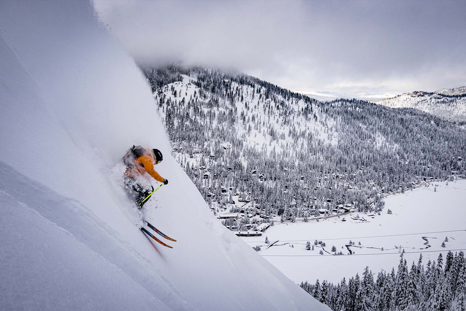 A skier in Tahoe