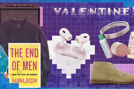 a collage of the best Valentine's Day gift for him on a blue patterned background