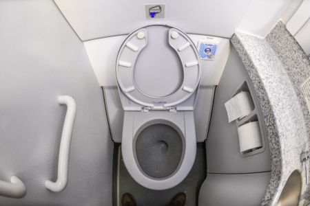 overhead shot of an Airplane bathroom