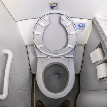 overhead shot of an Airplane bathroom