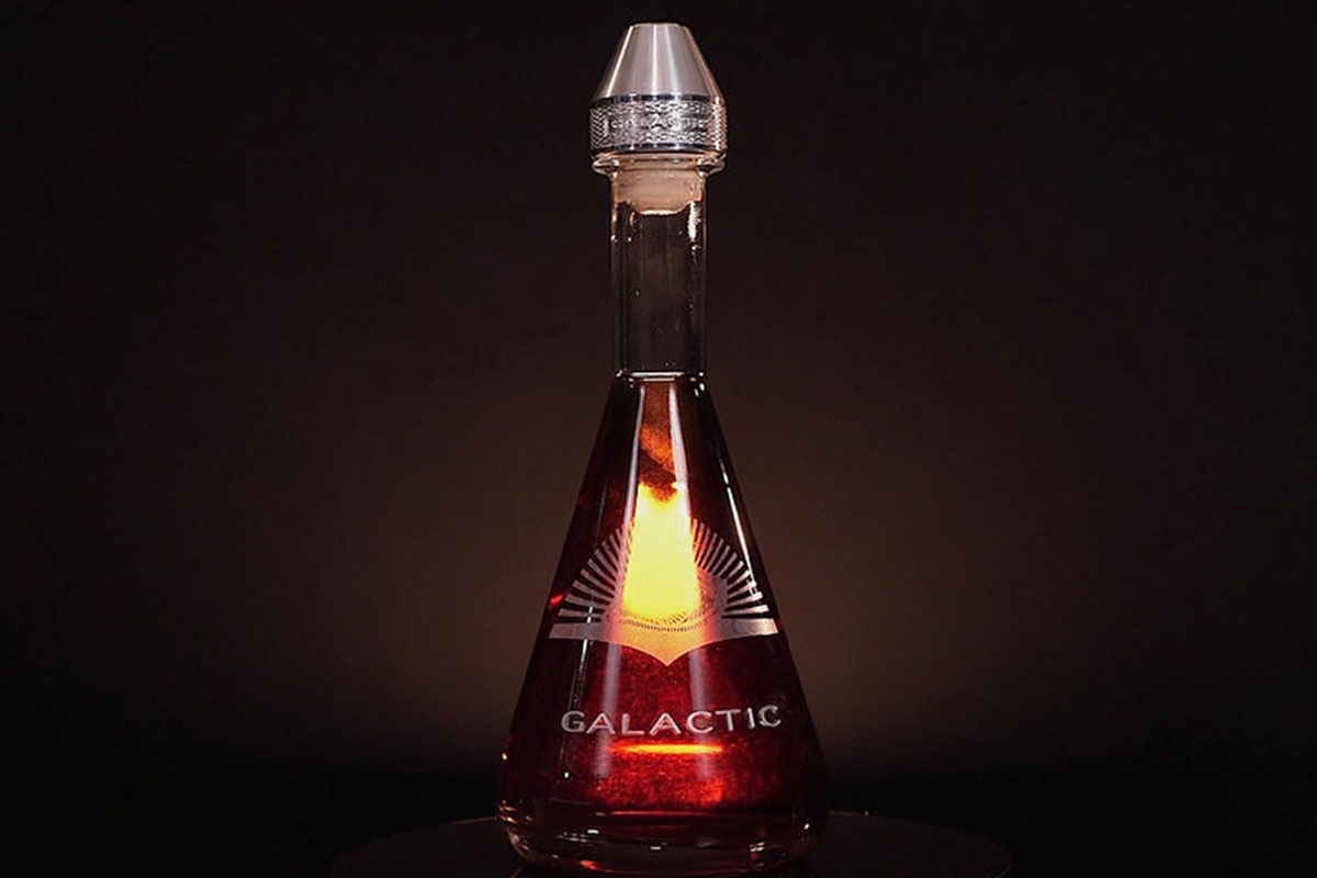 A bottle of Mystic Galactic, a bourbon that's going to be aged partially in space