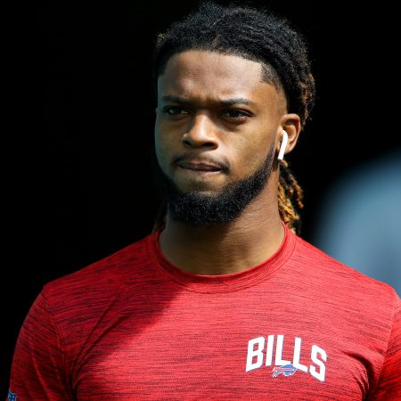 Damar Hamlin looks on prior to a game in September.