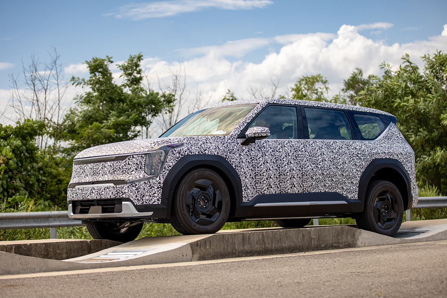 The Kia EV9 testing before its 2023 debut