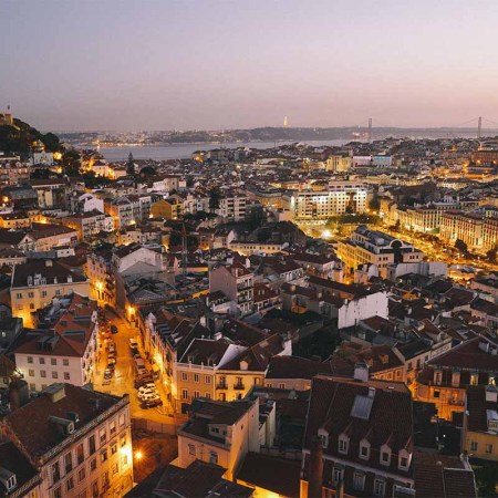 Aerial view of Lisbon, Portugal -- the country was just named best place to retire in 2023 for expats