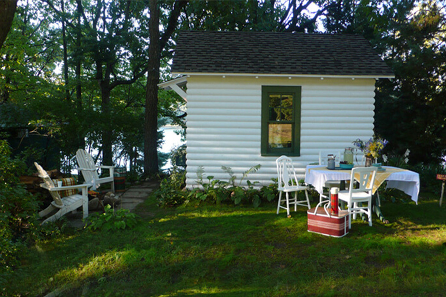 Log cabin.