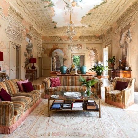 The opulent living room of Villa Tasca in Sicily, the villa from season two of "The White Lotus"