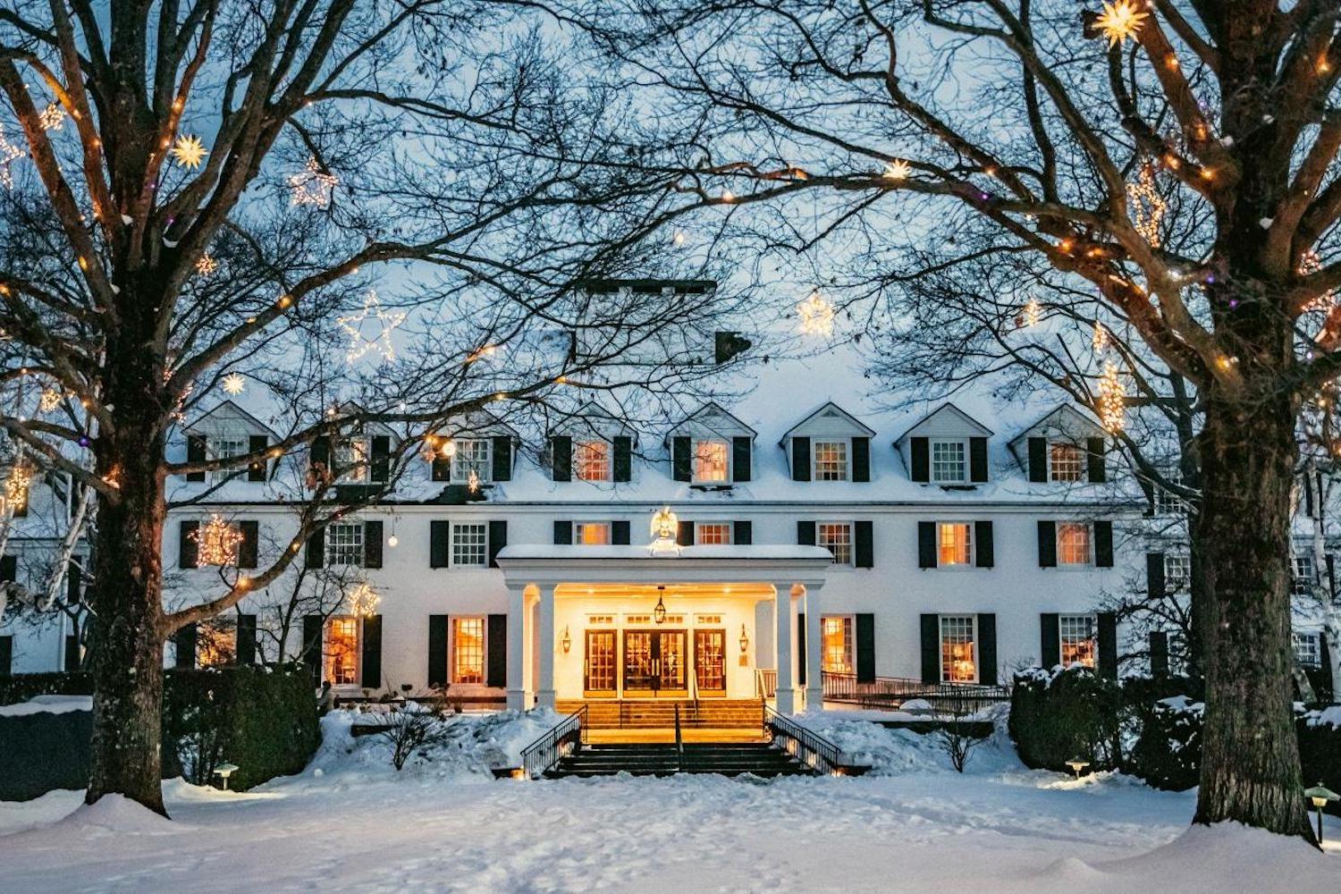 woodstock inn and resort in the winter after snowfall