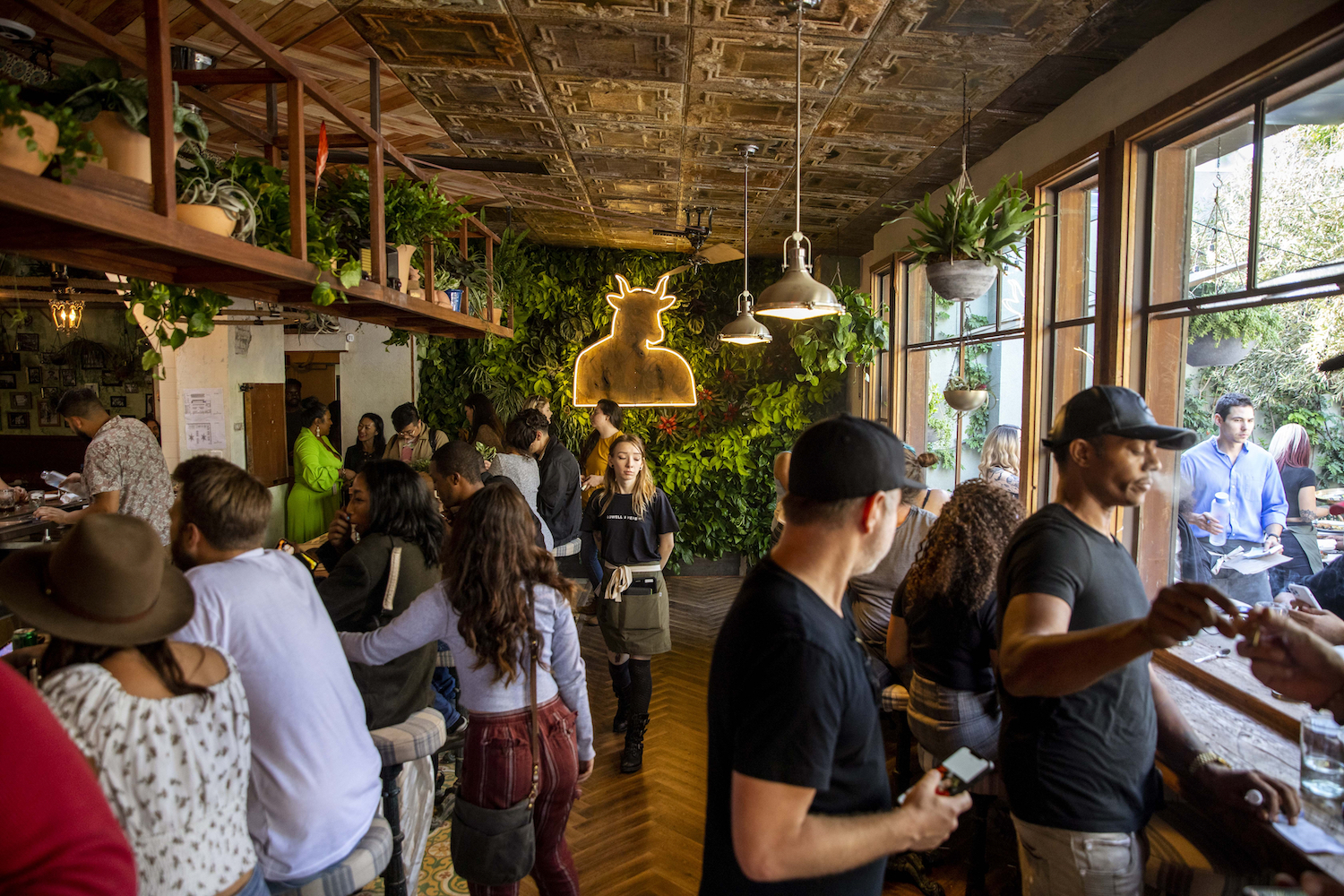 Customers smoke marijuana at the Lowell Cafe in west hollywood