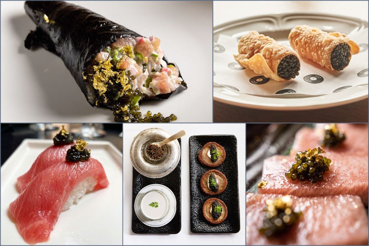 Various types of caviar from restaurants around Los Angeles