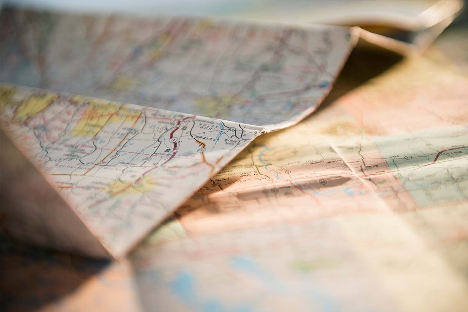 A close-up of a paper map. Paper maps are becoming more popular in recent years, with Millennials and Gen Zers taking advantage of the low-tech travel option.