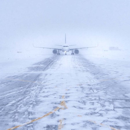 Airplane on snow Covered runway