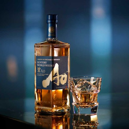 A bottle of House of Suntory's new AO whisky, a blend of whisky from five different countries