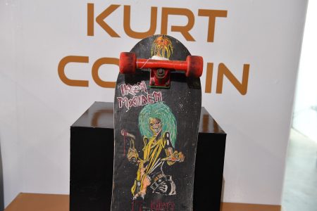 A skateboard owned and hand decorated by Kurt Cobain.