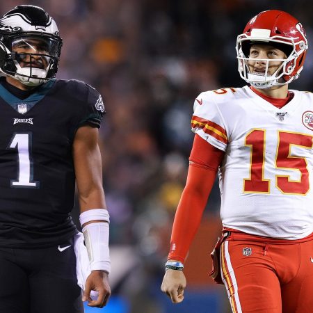 Jalen Hurts of the Eagles and Patrick Mahomes of the Chiefs.