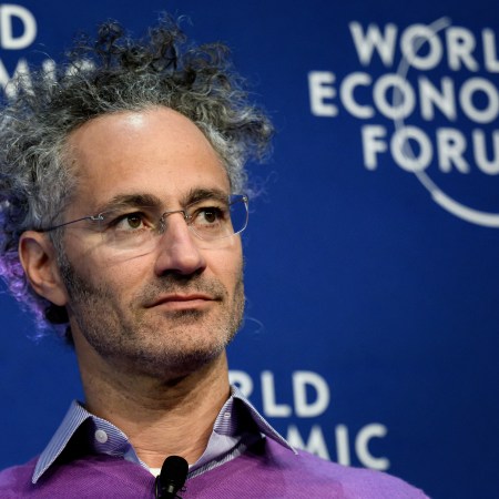 A picture of Alex Karp, CEO of Palantir, whose workout routine for staying in shape involves slow cross-country skiing