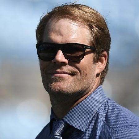 Greg Olsen, who is now vying for the same Fox announcer job as Tom Brady, watches a Carolina Panthers game.