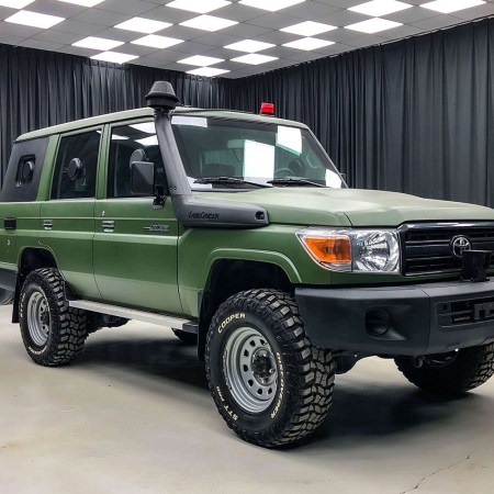 A 70-series Toyota Land Cruiser that's been turned into a bulletproof vehicle by The Armored Group