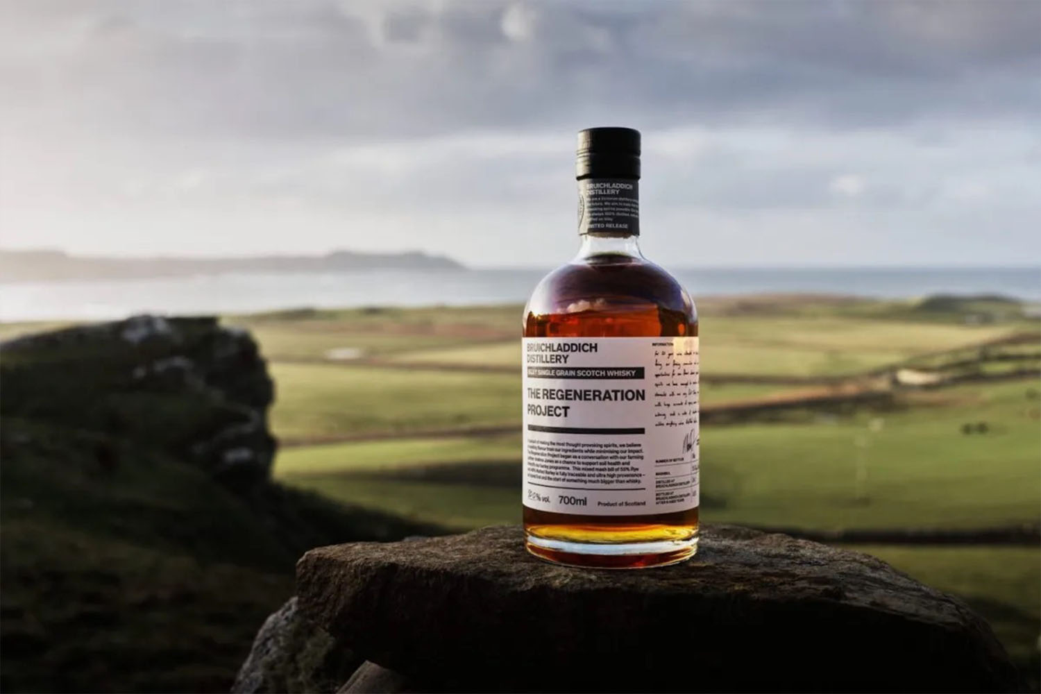 a bottle of Bruichladdich on a grey background