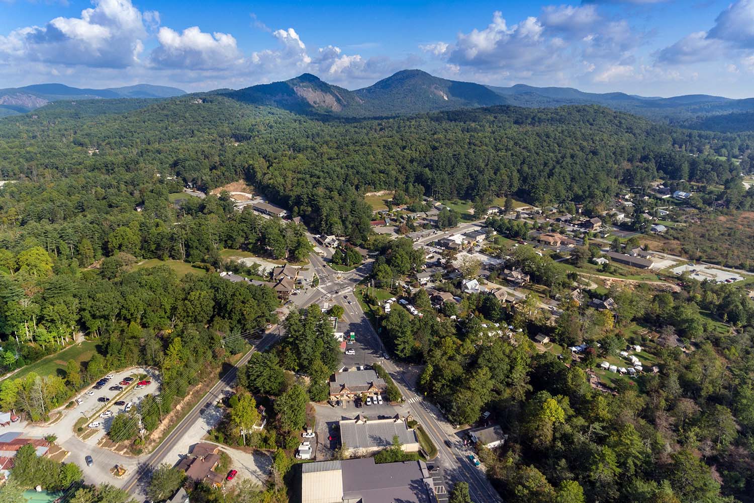 Aerial view of Cashiers, North Carolina