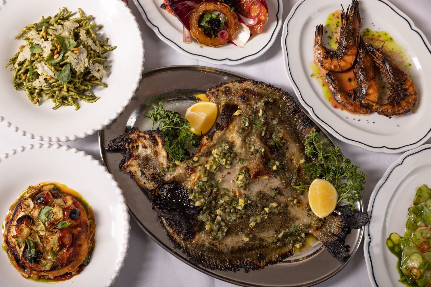 a spread of food at nyc restaurant casino