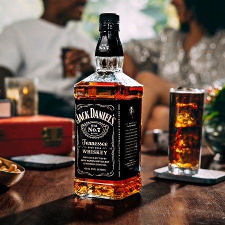 A bottle of Jack Daniel's whiskey. The Supreme Court took on a case the whiskey brand made against a dog toy.