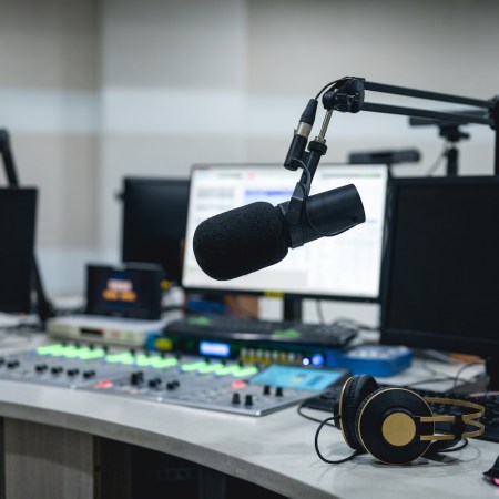 Media equipment in the live room of a radio station