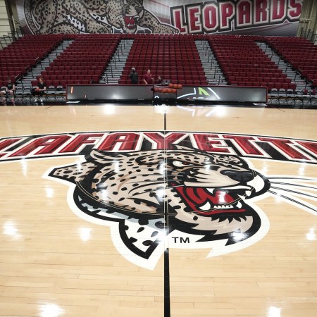 Center court at the Lafayette Leopards college basketball arena