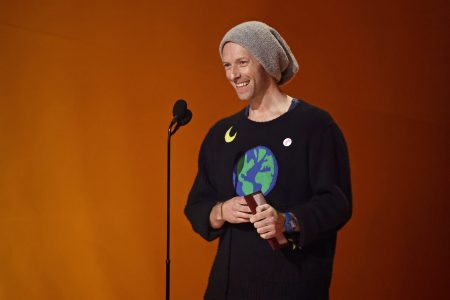 Chris Martin speaks onstage during the 65th GRAMMY Awards at Crypto.com Arena on Feb. 5, 2023 in Los Angeles, California.