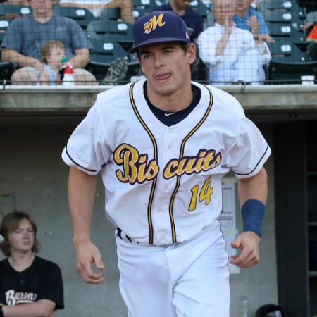 Montgomery Biscuits infielder Nick Solak during the 2018 Southern League All-Star Game. The South All-Stars defeated the North All-Stars by the score of 9-5 at Regions Field in Birmingham, Alabama.