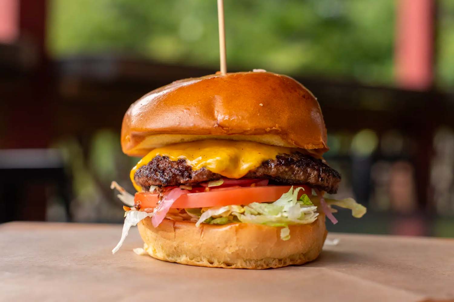 A burger from Whiteside Brewing Company, a local and tourist-favorite