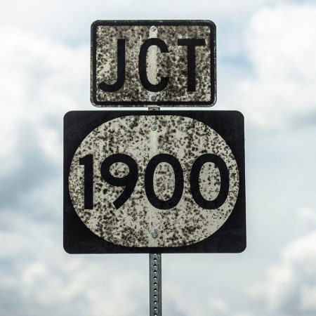 Whiskey fungus grows on a road sign in Kentucky near a distillery.